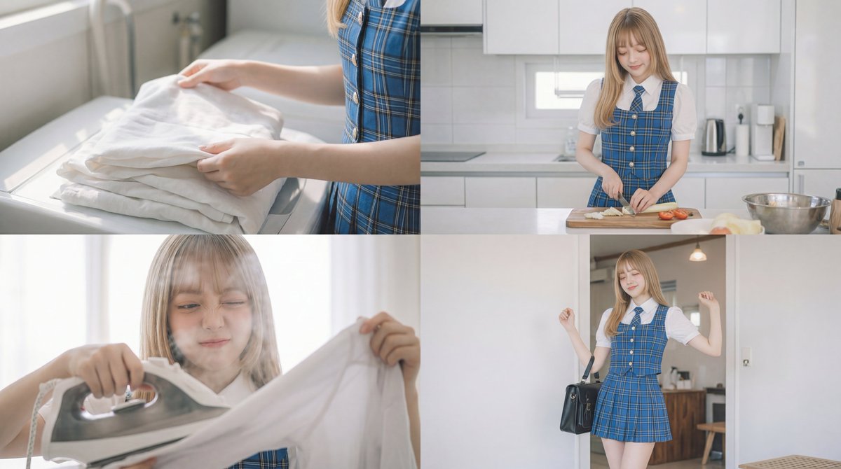 Cinematic Scene Prompt for Woman Doing Chores 1