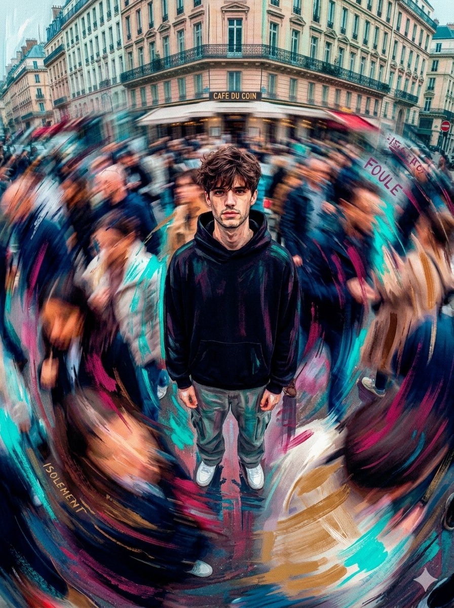 Streetwear Model in Paris Crowd 3
