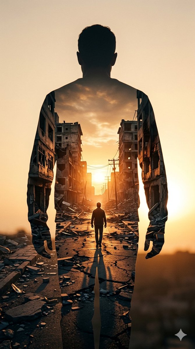Double Exposure Somber City Silhouette 1