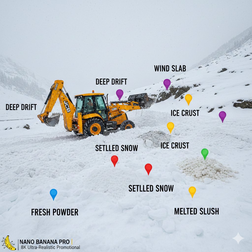 Cinematic JCB Clearing Snow in Kashmir 1