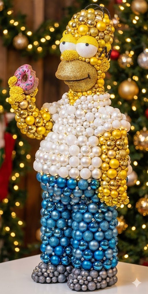 3D Pointillism Sculpture from Christmas Baubles 1