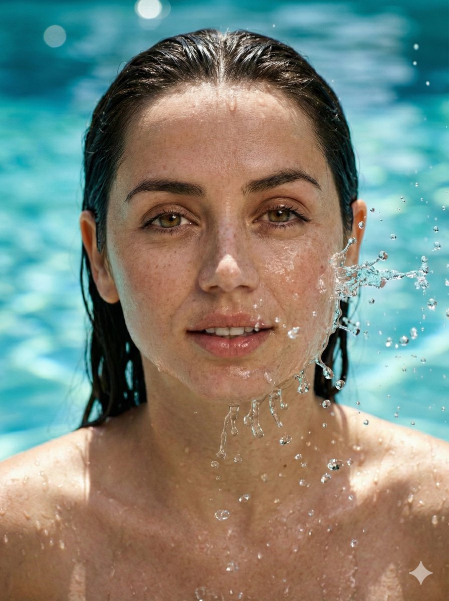 Hyper-Realistic Portrait of Sydney Sweeney in Water Splash 1