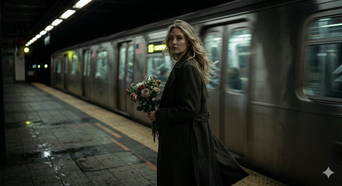 Cinematic Night Scene on Subway Platform 1
