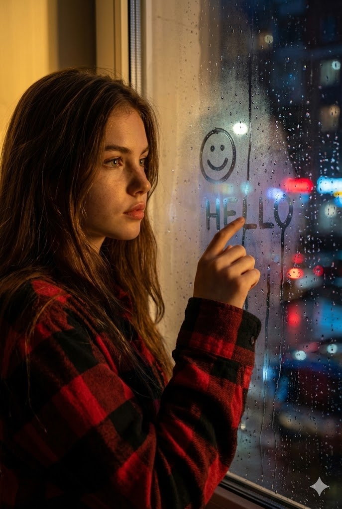Rainy Window Doodle Portrait Prompt 1
