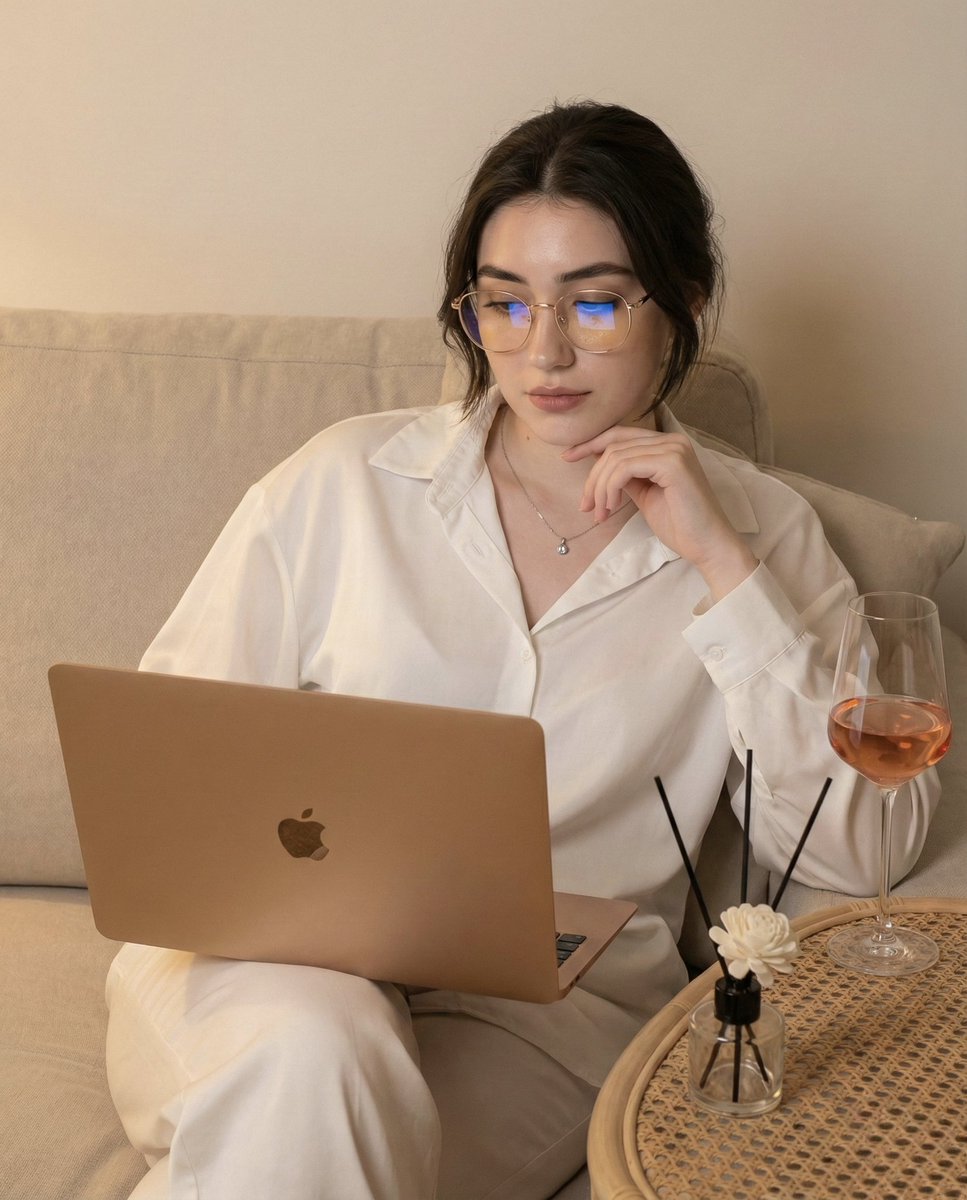Candid Photo of Woman Working on Laptop Prompt 1