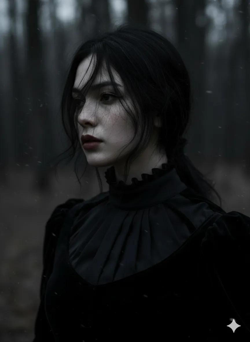 Gothic Ethereal Portrait in Snowy Forest 2