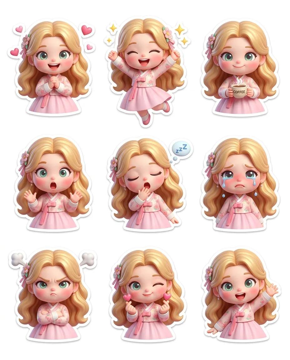Pixar-Style Chibi Sticker Sheet 1