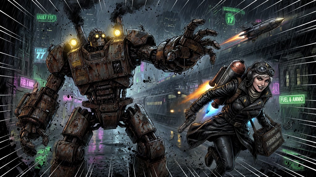 Dieselpunk Mech Action Scene 3