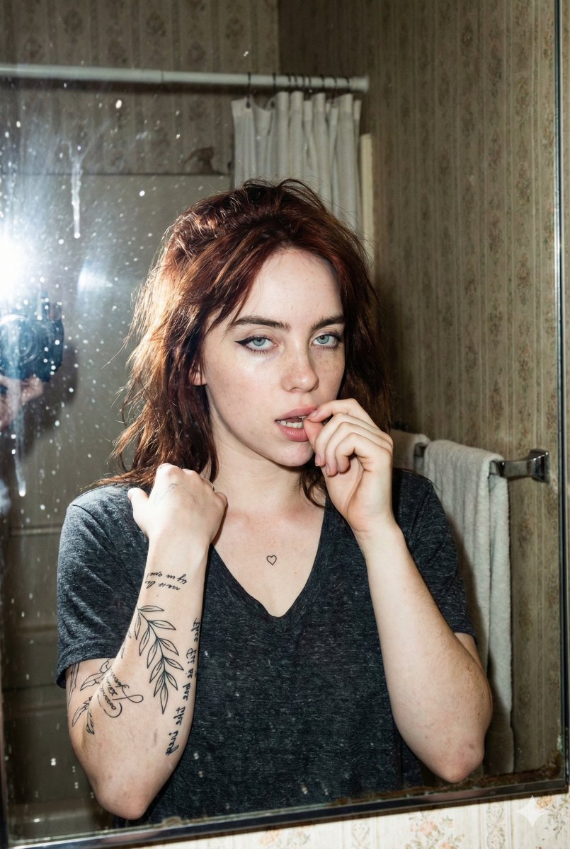 Grungy Flash Mirror Selfie with Tattoos 3