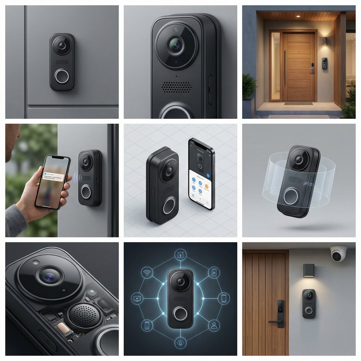 Smart Doorbell Product Visualization Collage Prompt 1