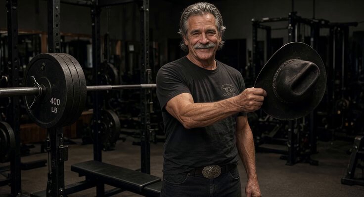 Grok Imagine 提示词:Sam Elliott 卧推 1