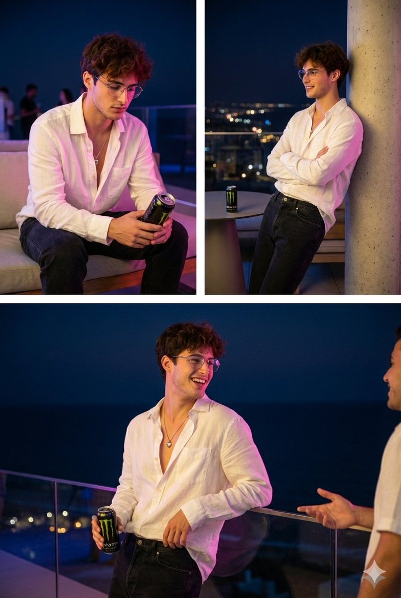 Nighttime Roof Terrace Party Portrait Prompt 1
