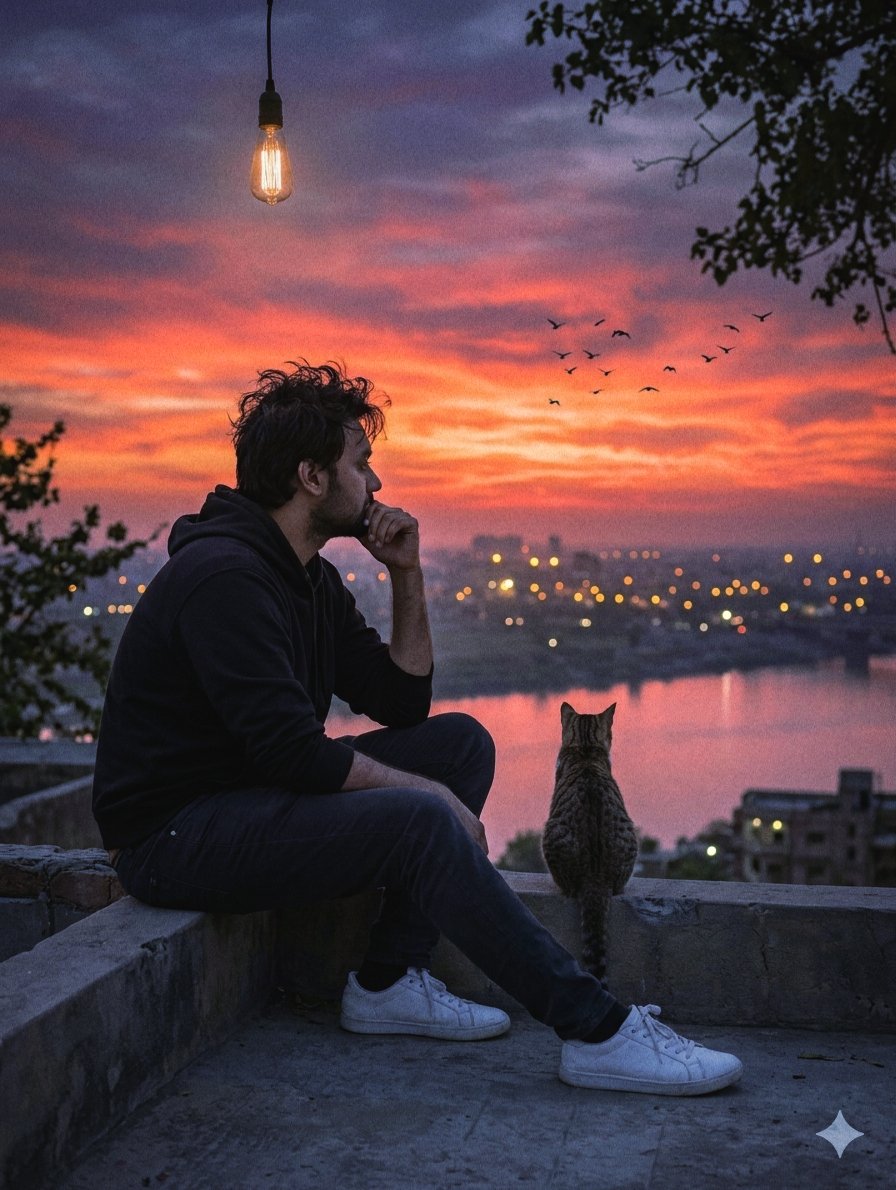 Melancholic Rooftop City Sunset 1