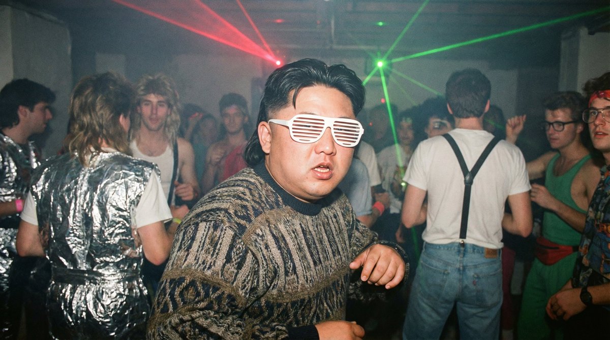 1980s underground nerd techno party flash photo prompt 4