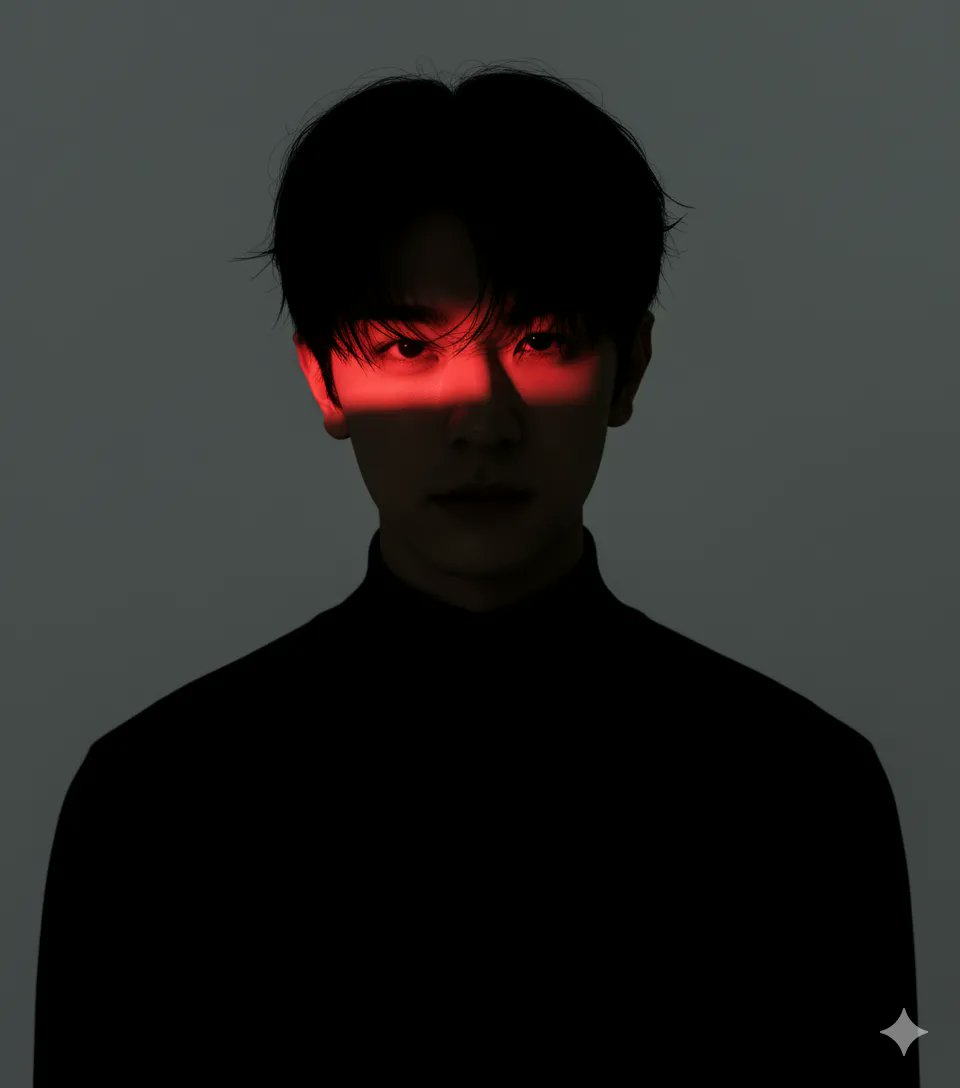 Dramatic Studio Portrait with Red Light Accent 1