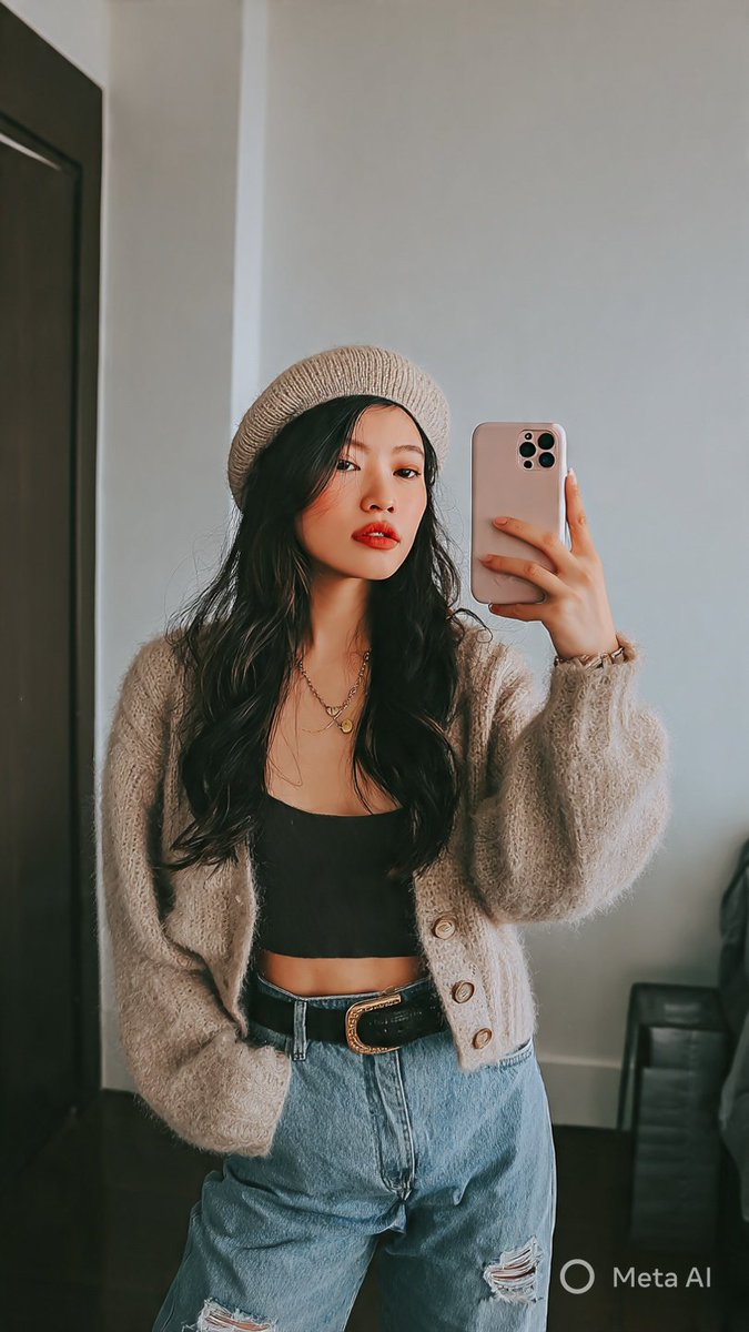 Sophisticated Mirror Selfie in Minimalist Setting 2