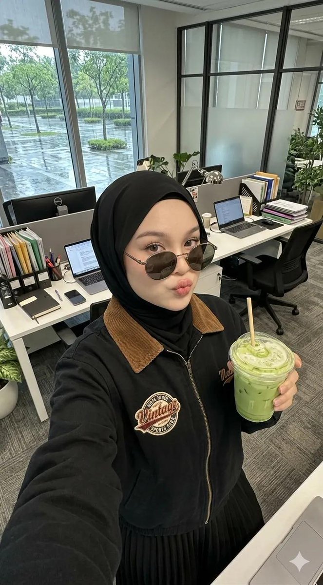 Modern Office Hijab Selfie 1