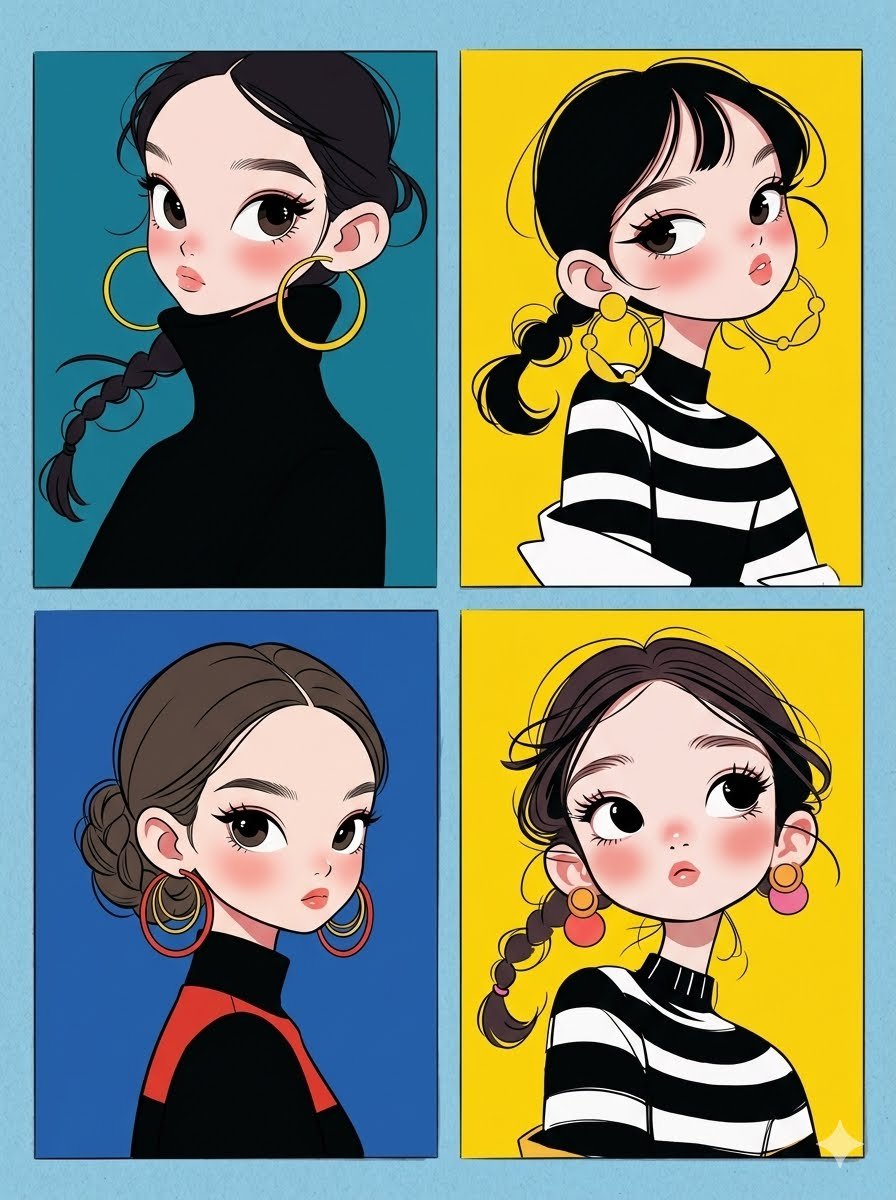 Korean Webtoon Chibi Girl Collage 1