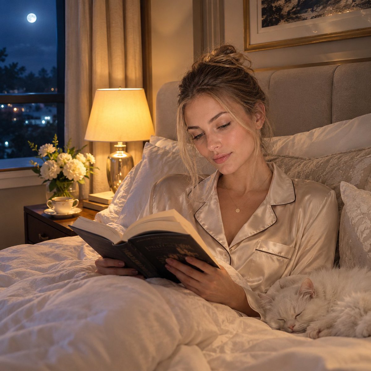 Product Marketing - Nighttime Bedroom Reading Scene