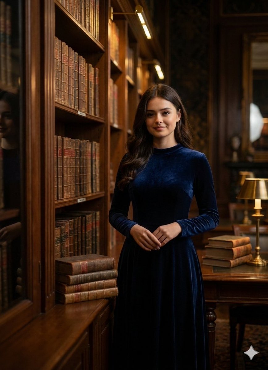 Quiet Luxury Cinematic Library Portrait 1