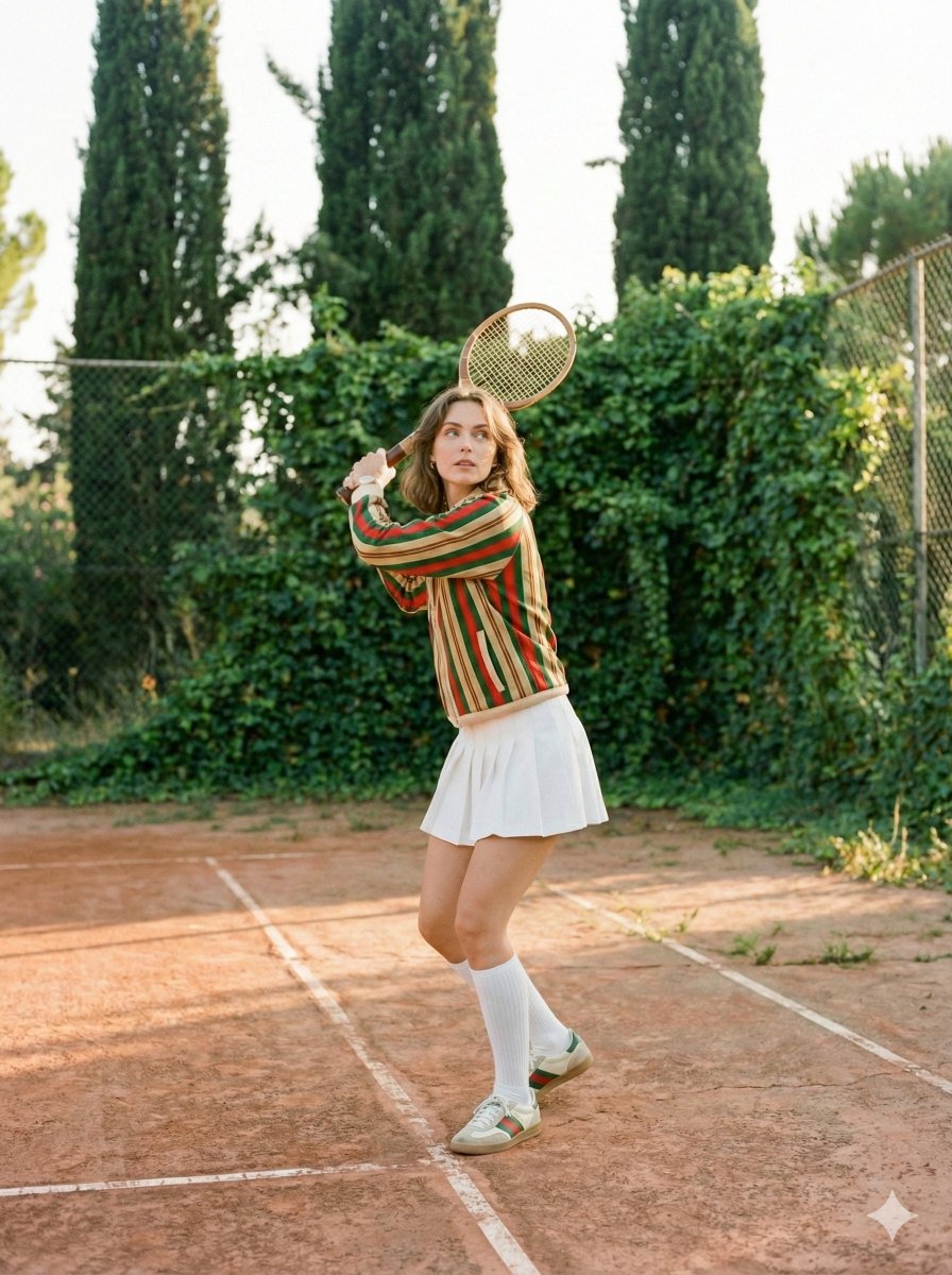 Vintage Tennis Editorial Shot Prompt 3