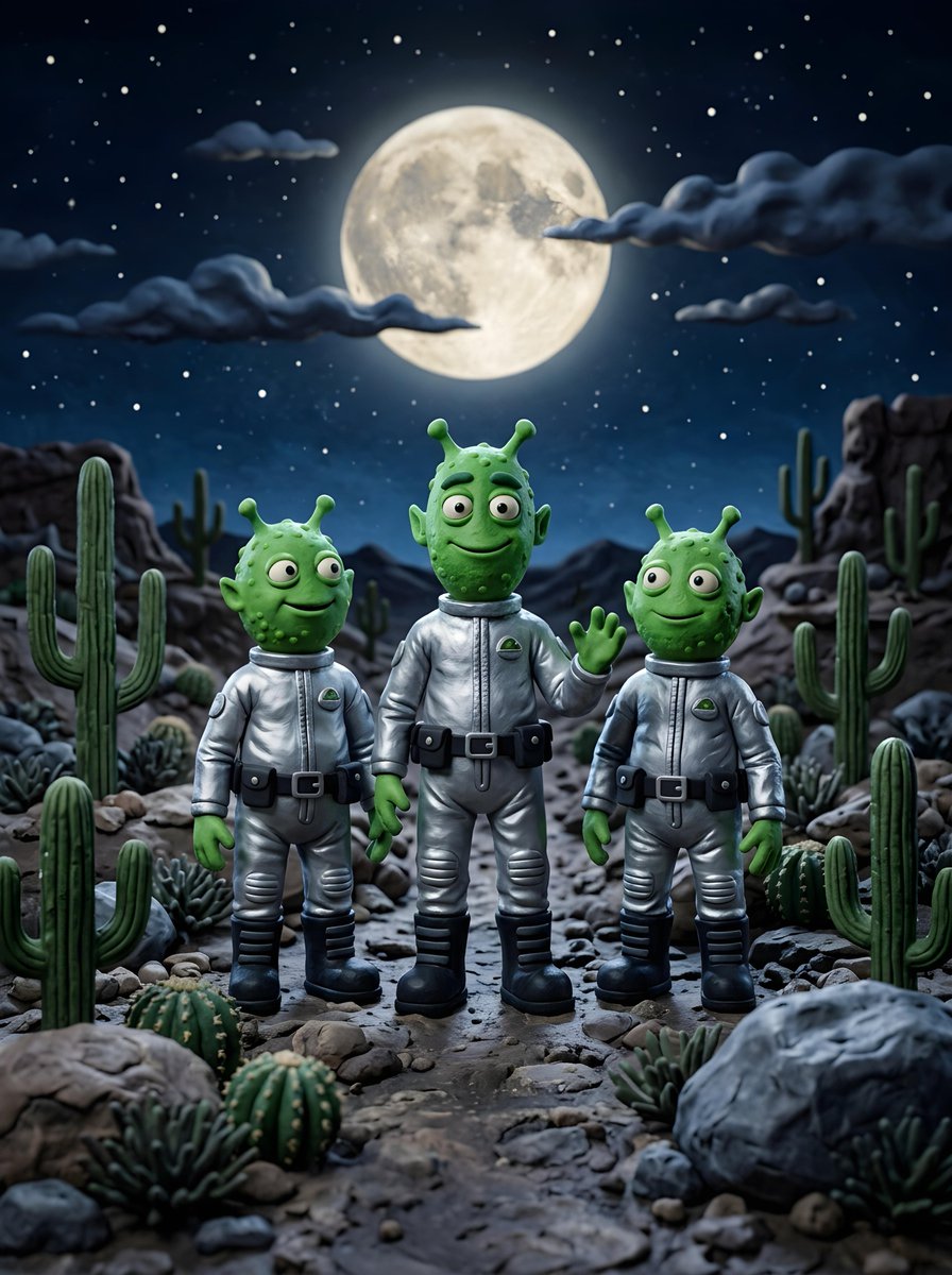 Claymation Aliens Desert Landscape 1