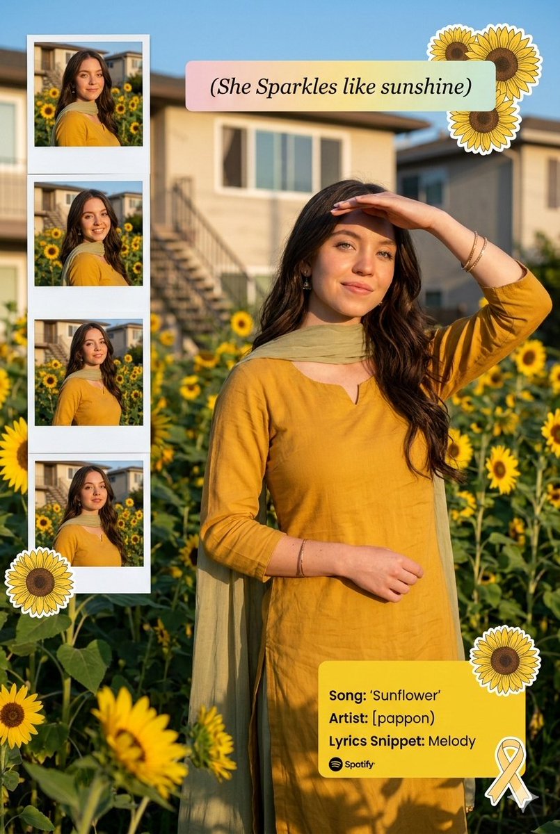 Sunflower Garden Portrait with Instagram Collage Overlay 1