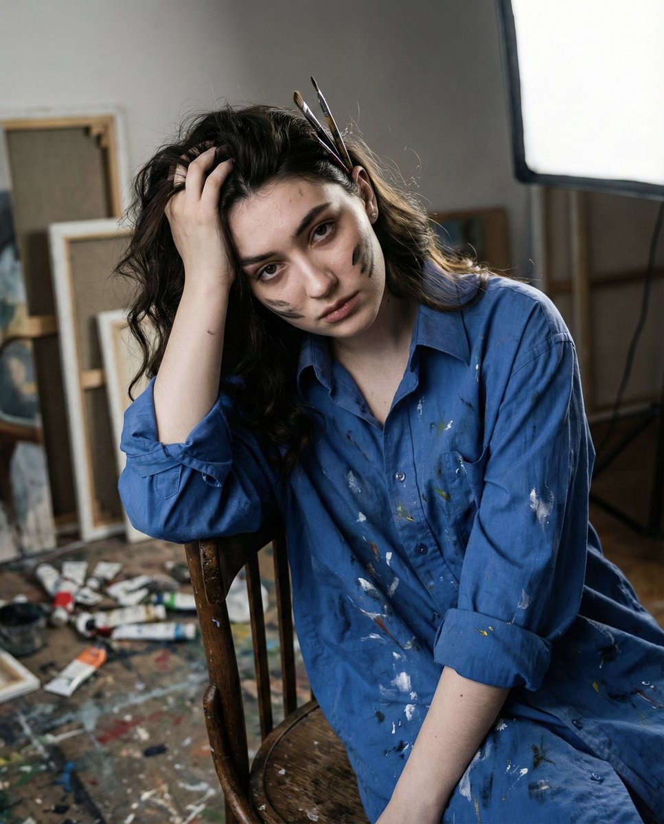 Chiaroscuro Portrait of an Exhausted Artist 1