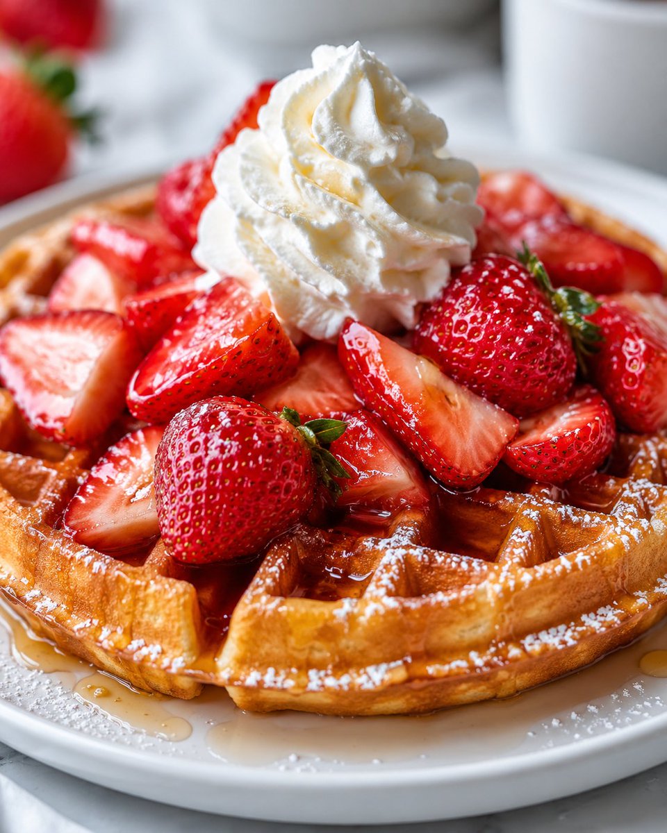 Appetizing Strawberry Waffle Photography 1