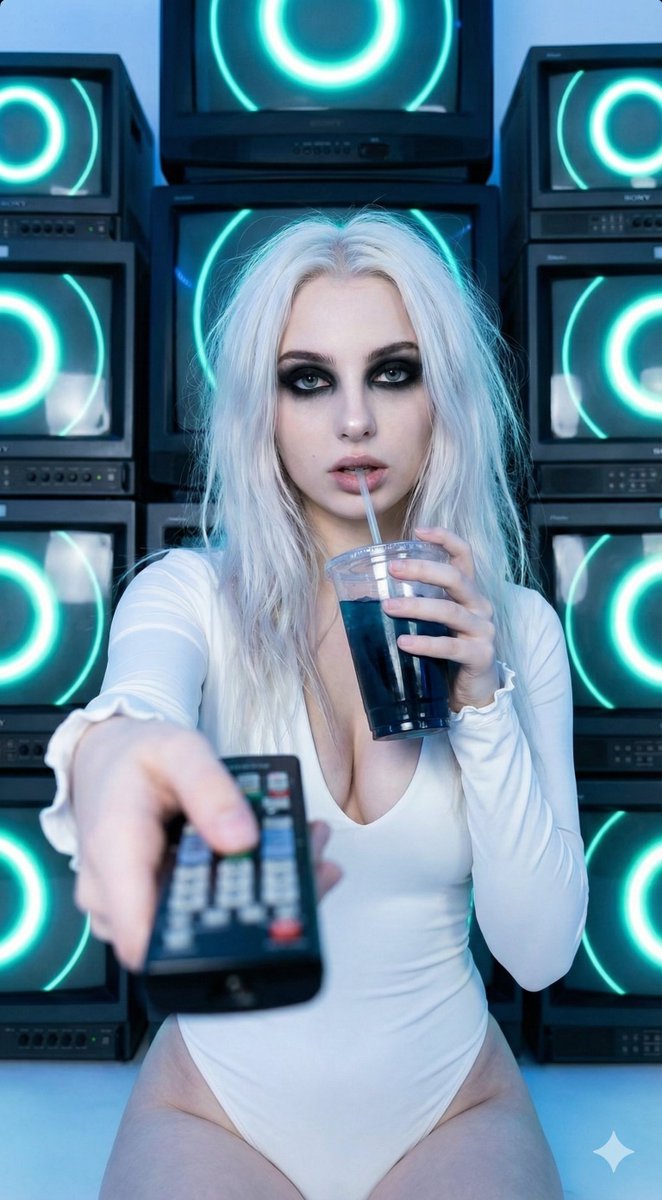 Y2K Cyber-Goth Portrait with CRT Monitors Prompt 1