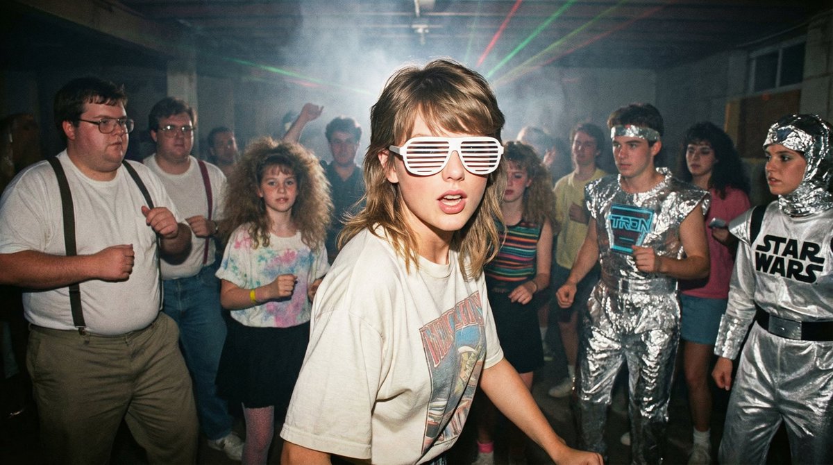 1980s underground nerd techno party flash photo prompt 3