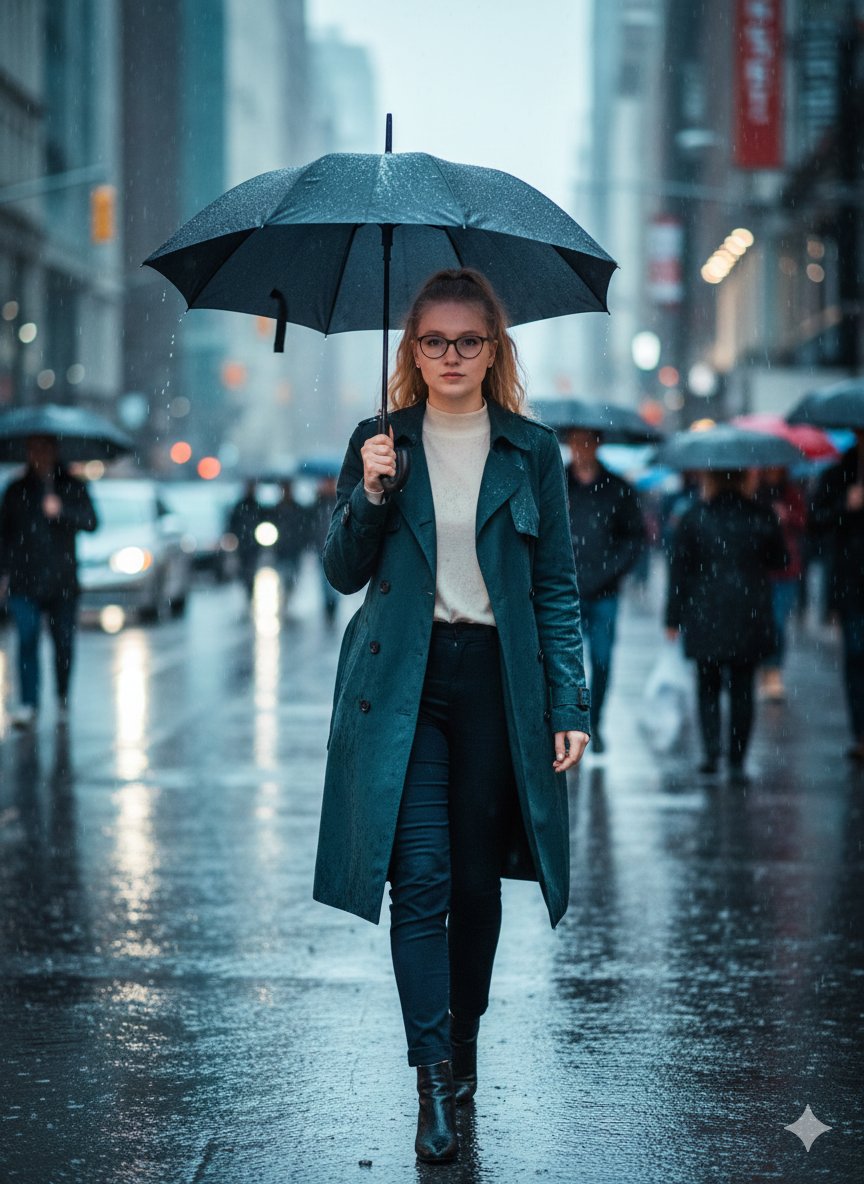 Cinematic Rainy Street Photo Prompt 1