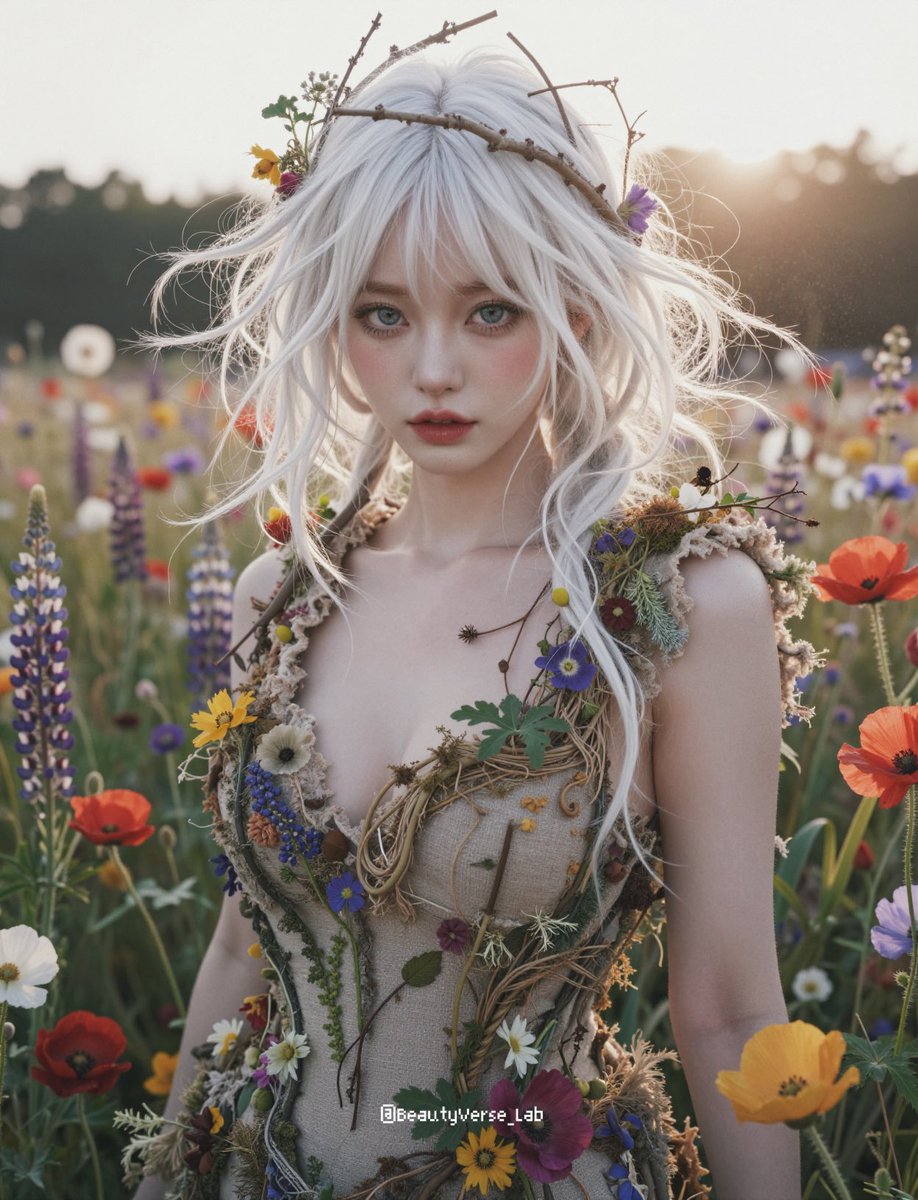 JSON Prompt for Ethereal Flower Field Fantasy Portrait 4