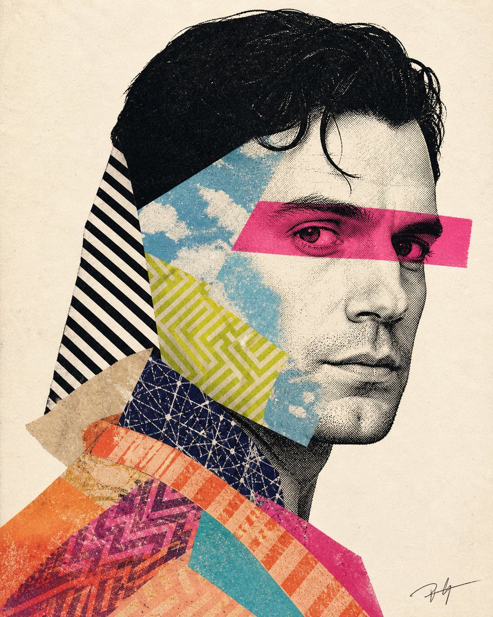 Mixed-media collage portrait illustration 1