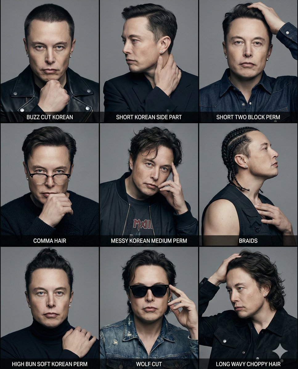 Elon Musk K-Pop Bad Boy Hairstyle Reference Poster 1