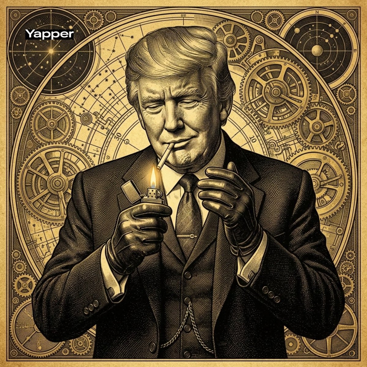 Vintage Engraving of Donald Trump as a Gangster 1