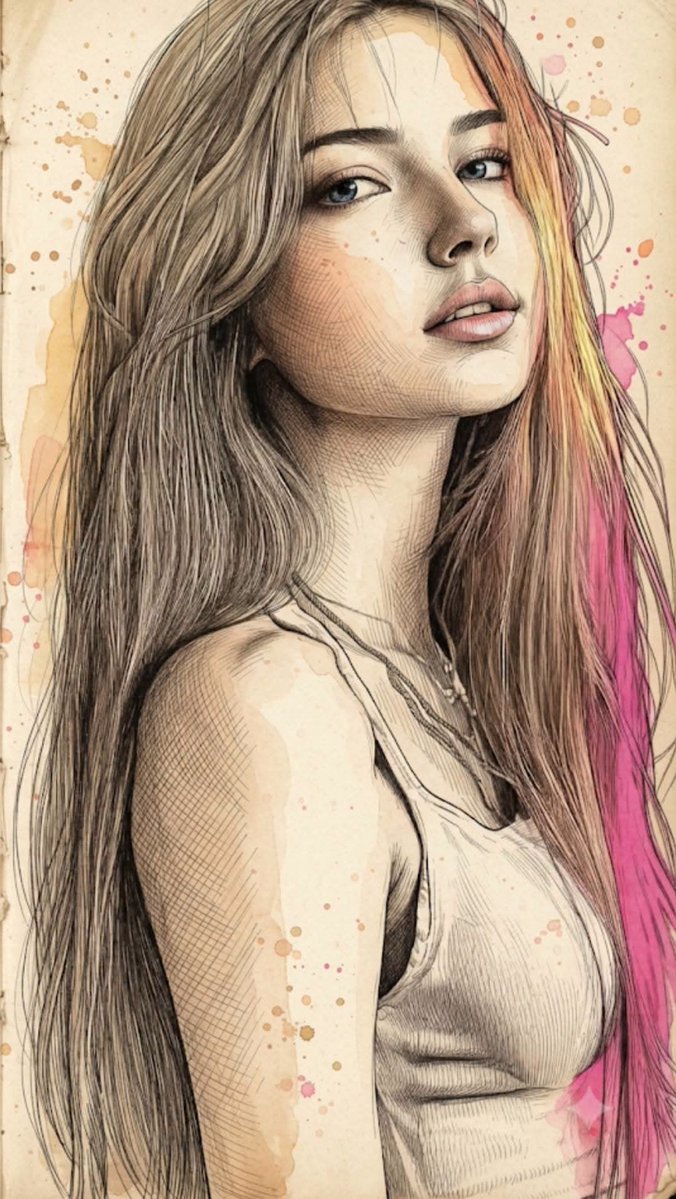 Fine Art Mixed-Media Portrait Illustration 1