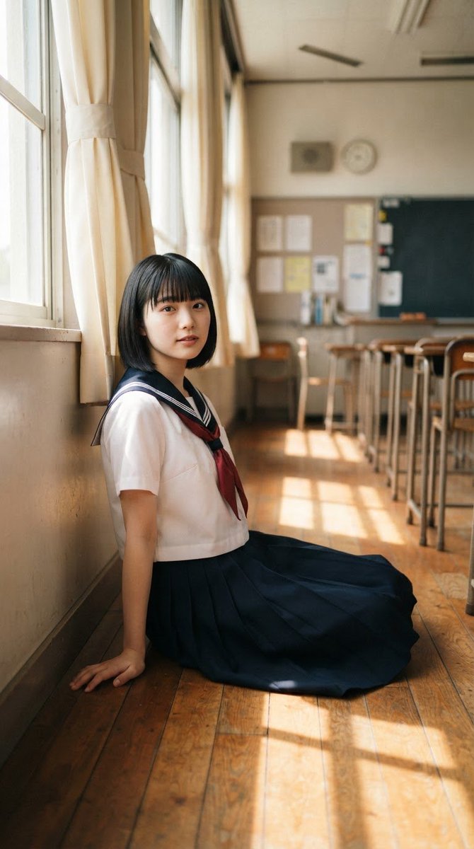 Japanese School Uniform Classroom Portrait 1