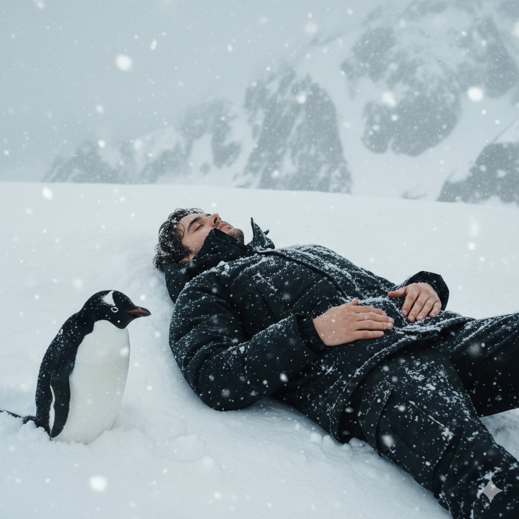Tired Penguin in Alt Text Prompt 1