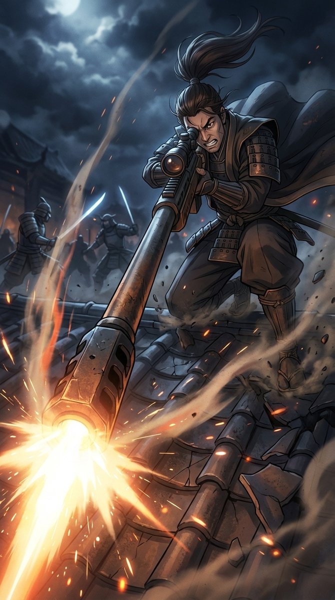 Samurai Sniper Extreme Low-Angle Prompt 1