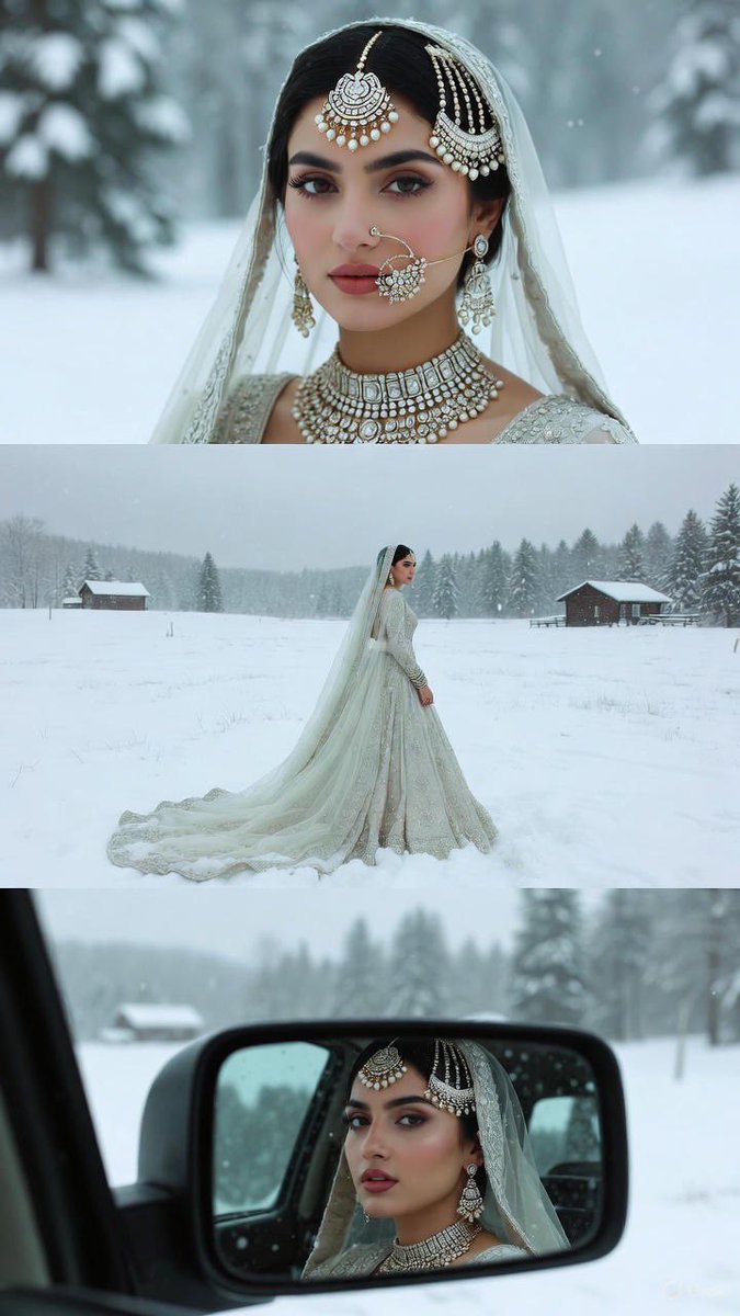 South Asian Bride in Snowy Landscape Collage 2