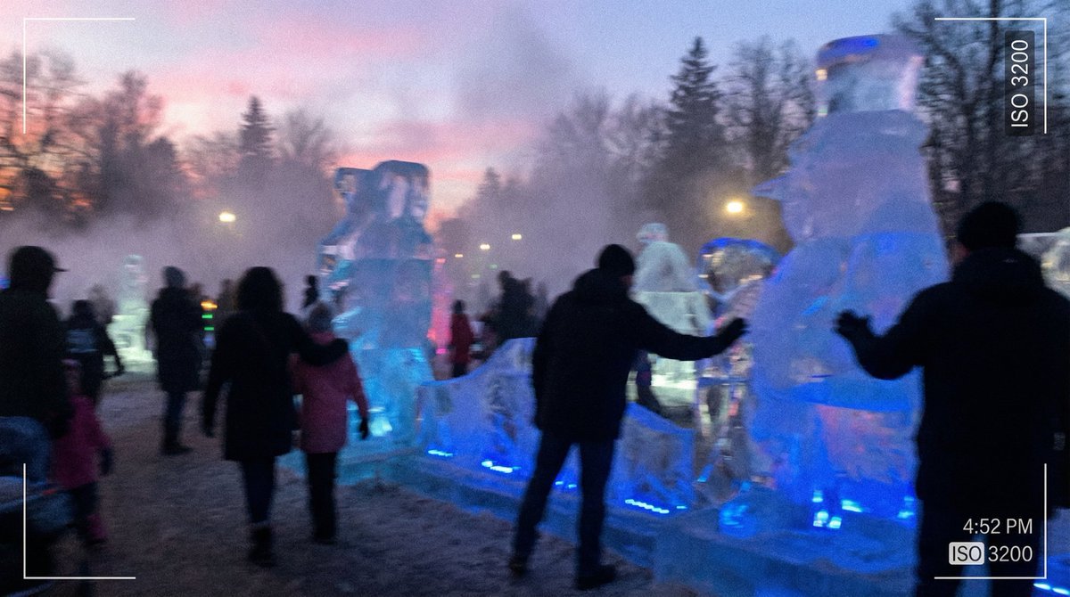 Candid iPhone Photo of Ice Sculpture Installation 1