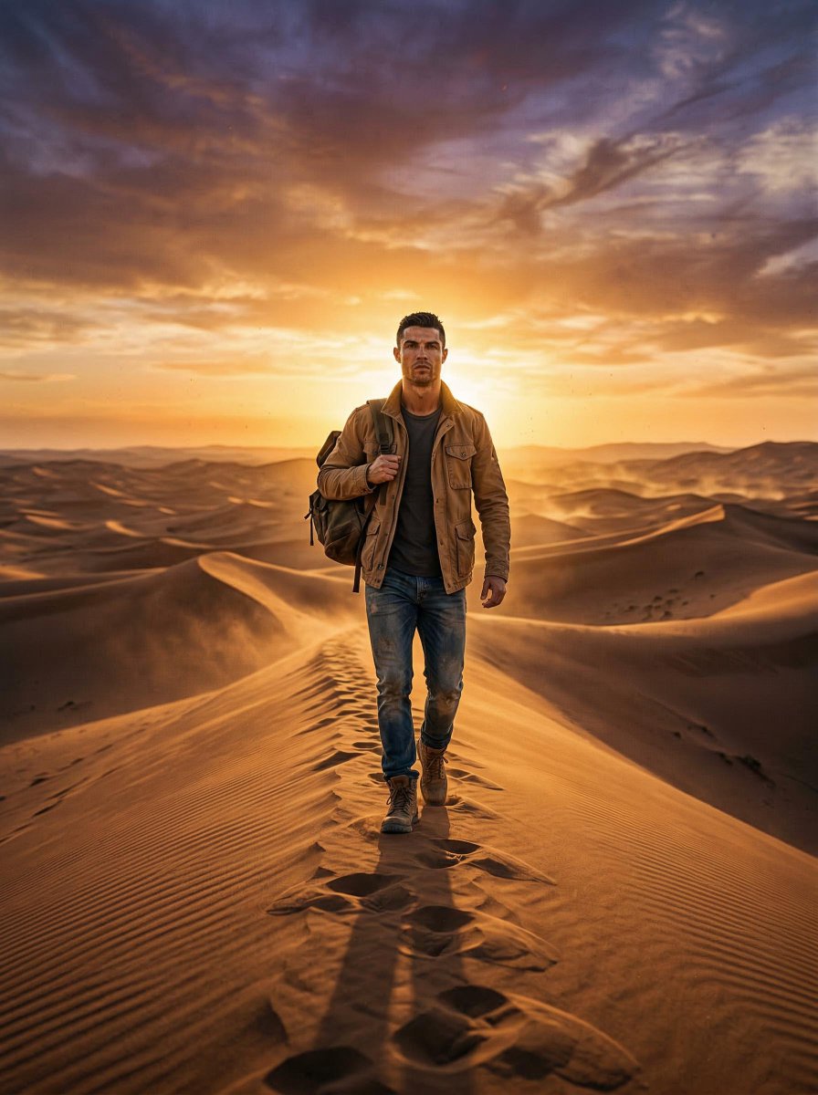 Lone Traveler in Saharan Dunes Prompt 1