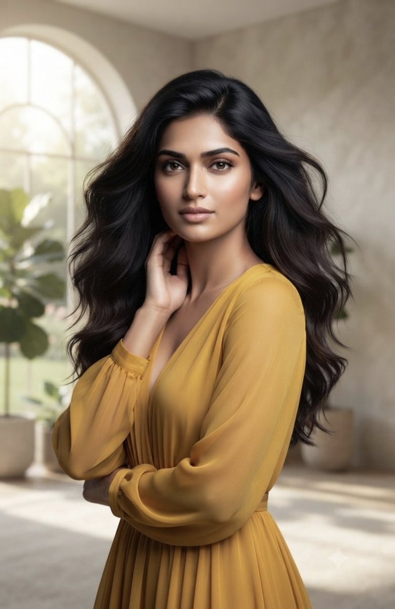 Elegant Woman in Golden Dress 1