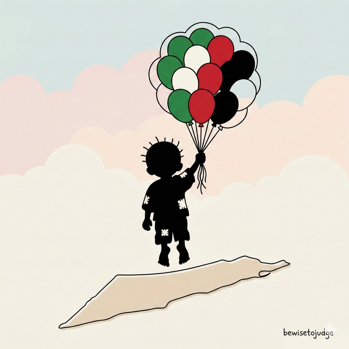 Minimalist Symbolic Illustration in Handala Style 1