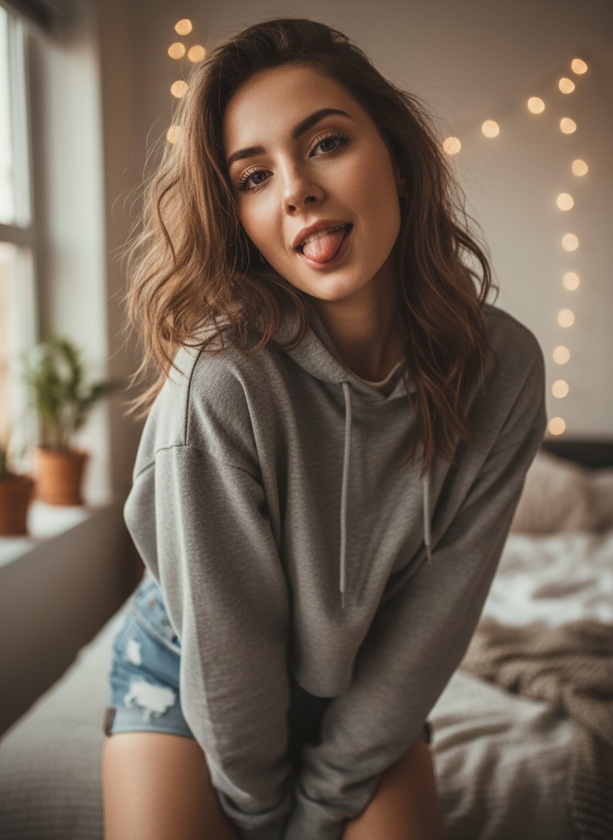 Playful Tongue Out Lifestyle Portrait 2