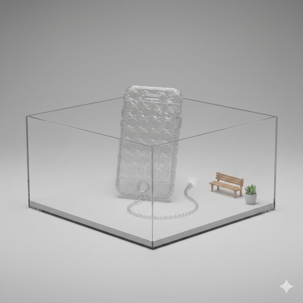 3D Diorama of Transparent Bubble Wrap Phone 2