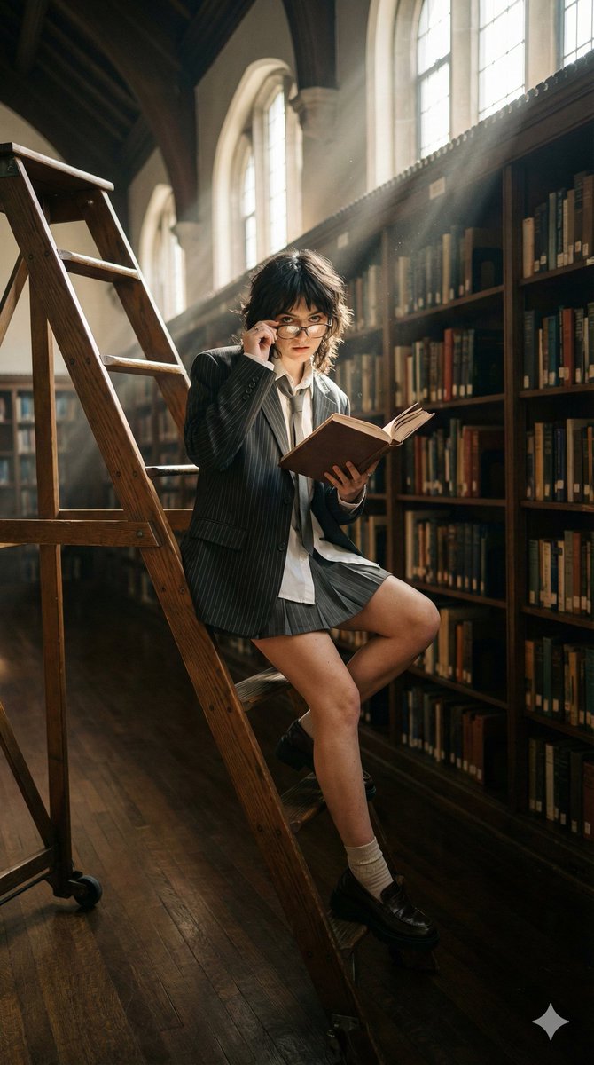 Dark Academia Library Editorial Film Still 1