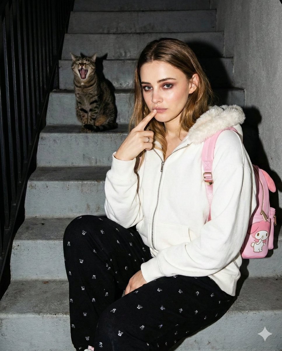Candid Gen Z Street Style Photo with Hidden Cat 1