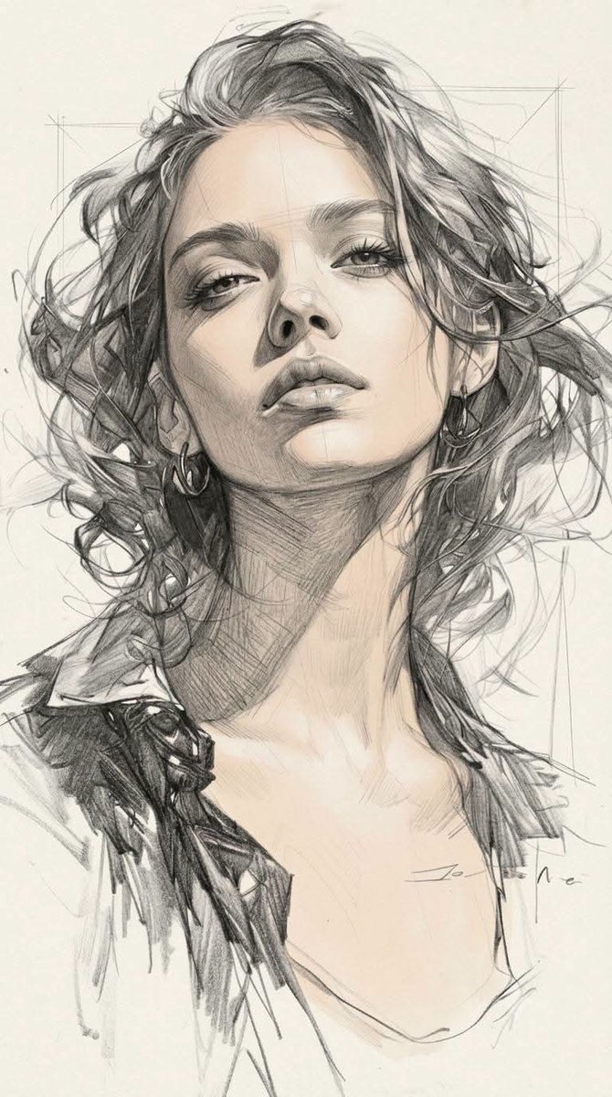 High-Contrast Monochrome Portrait Sketch 3